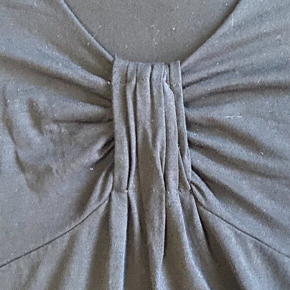 BANANA REPUBLIC Black Stretch Gathered V-Neck Top Business Casual L - Picture 10 of 12